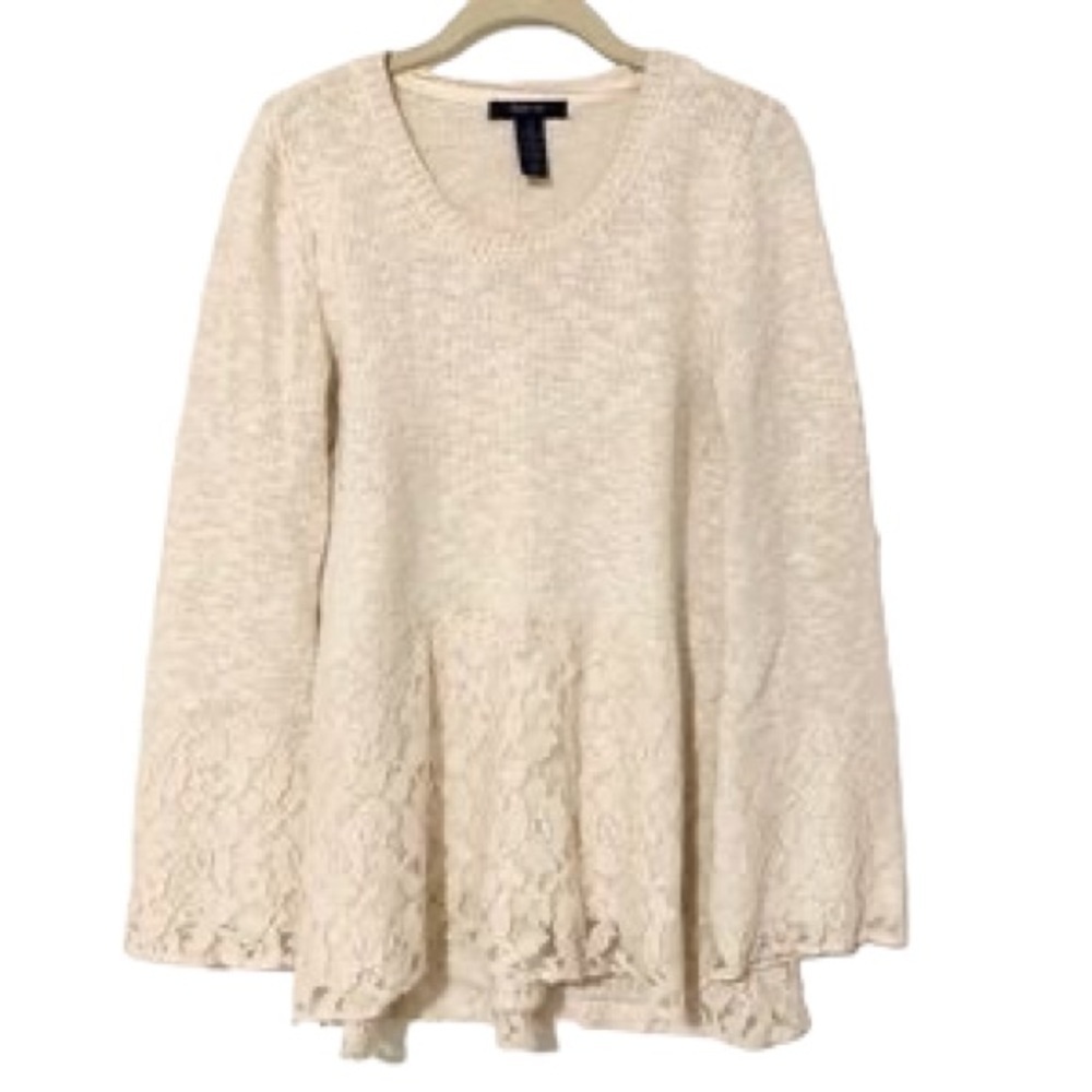 Style & Co Sweater Small Sparkly Lace Knit Bell Sleeve